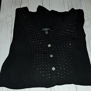 Notations Black Women's Blouse with Silver Accents